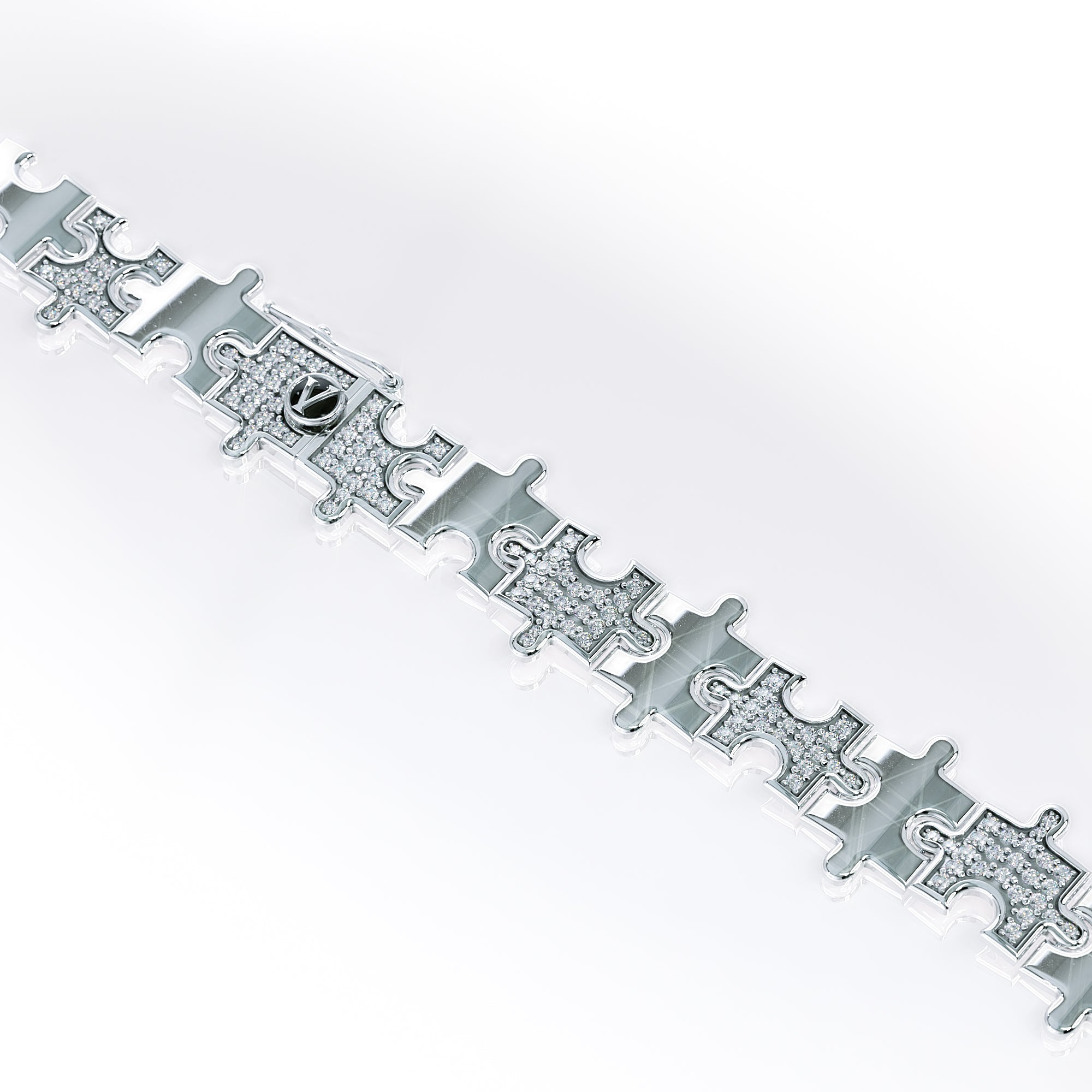 Love Is a Puzzle Alternating Diamond Bracelet 1/2" 18K