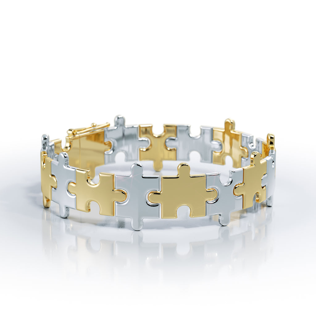 Love Is a Puzzle Gold Bracelet 1/2" 18K