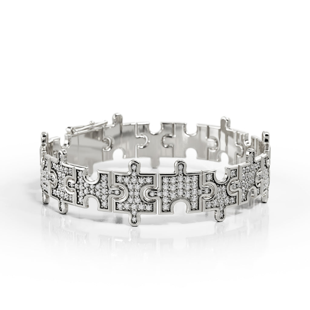 Love Is a Puzzle Diamond Bracelet 3/8" 18K