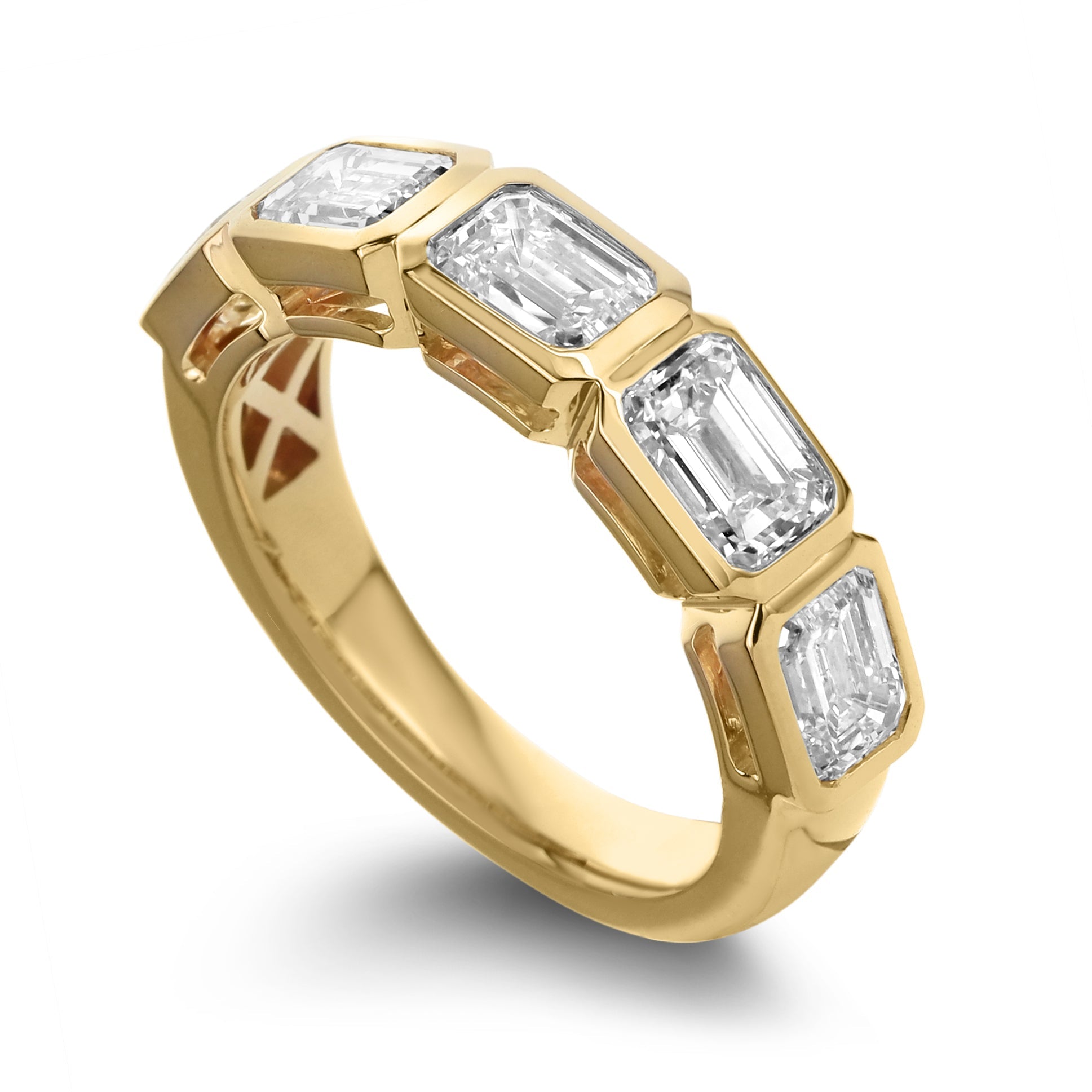 5 Stone Emerald Cut Diamond Band Ring - Yellow