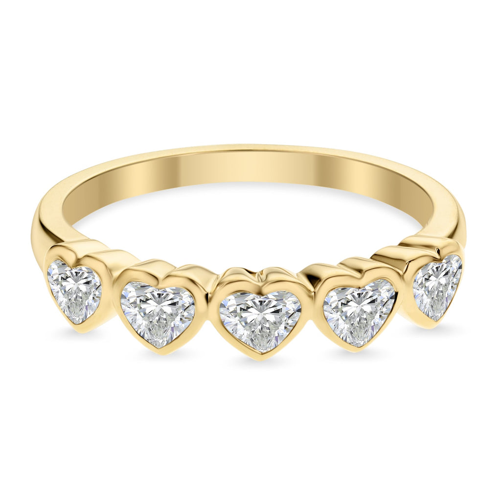 5 Stone Heart Shape Diamond Ring - Yellow