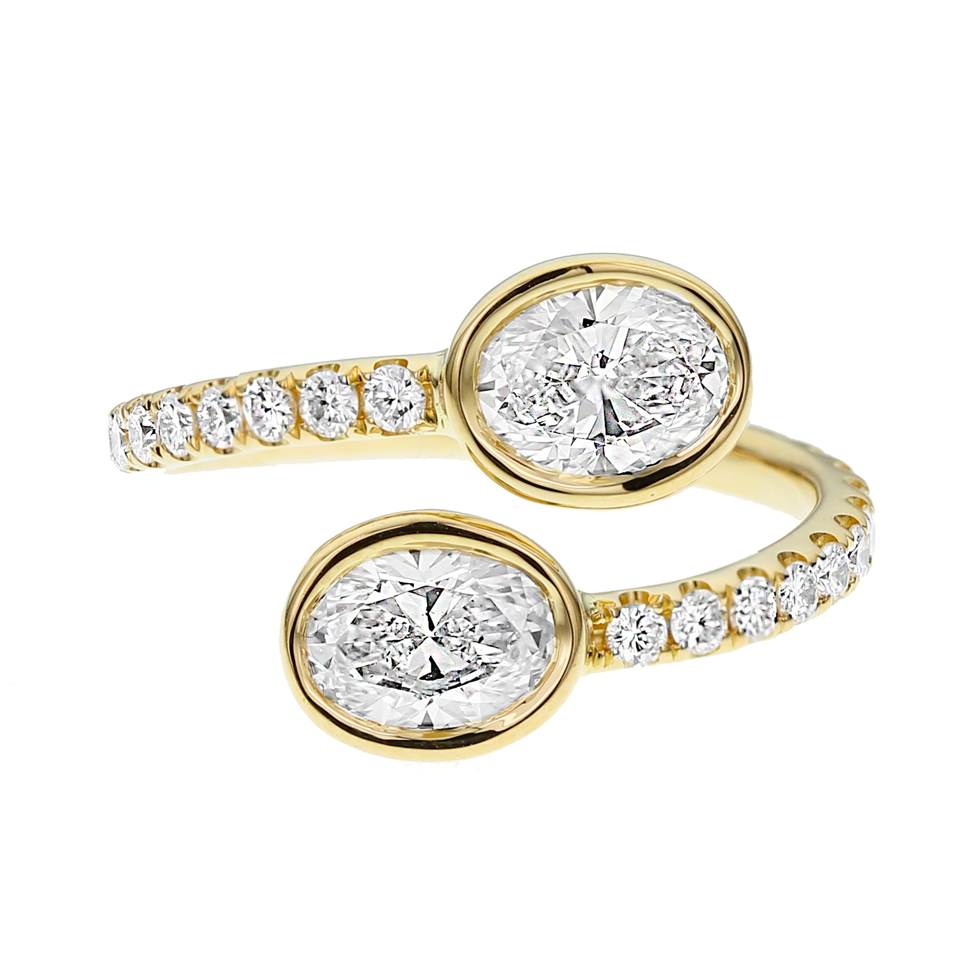 2-Stone Round & Oval Diamond Ring - Yellow