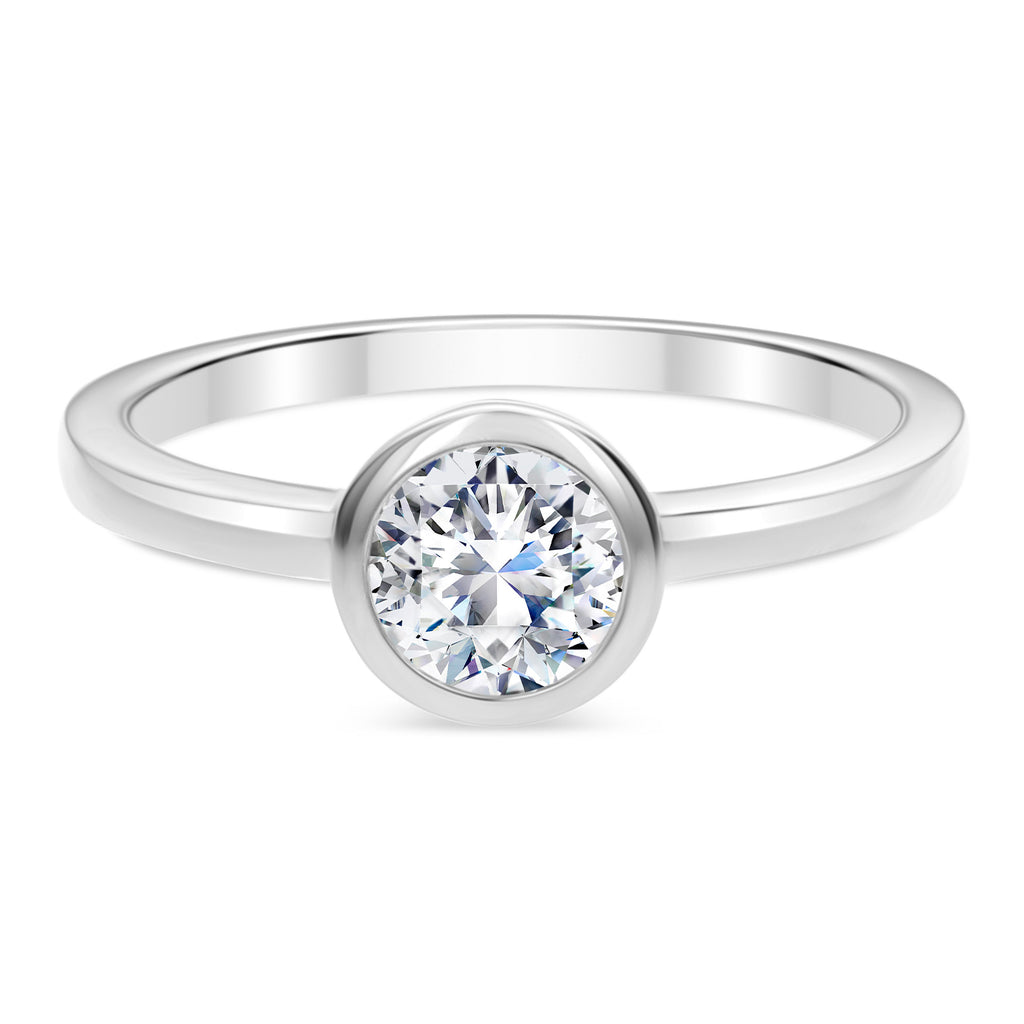 1 Stone Round Diamond Ring-White