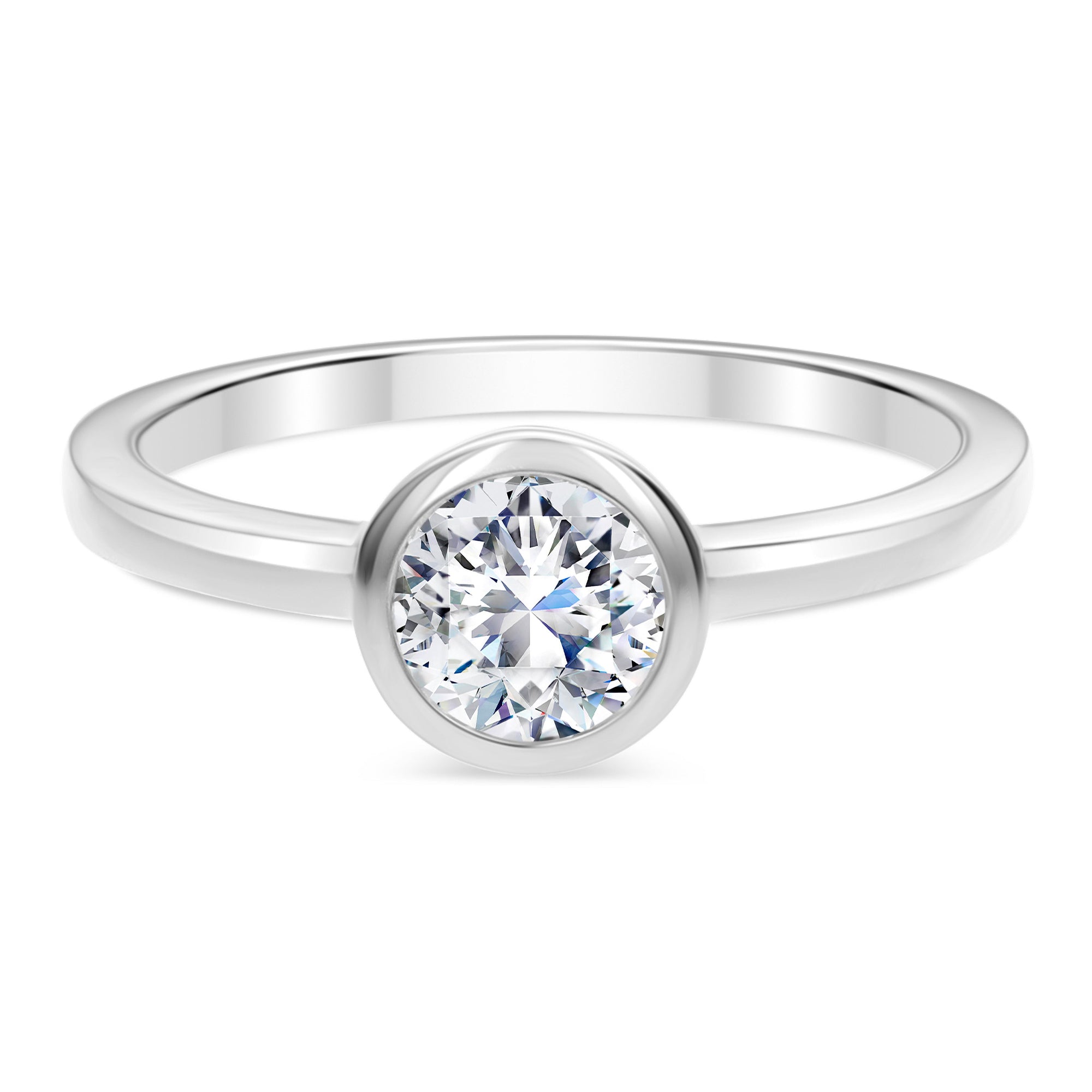 1 Stone Round Diamond Ring-White