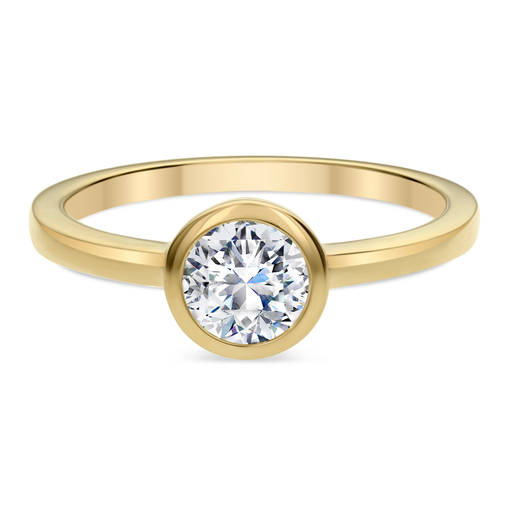 1 Stone Round Diamond Ring-Yellow