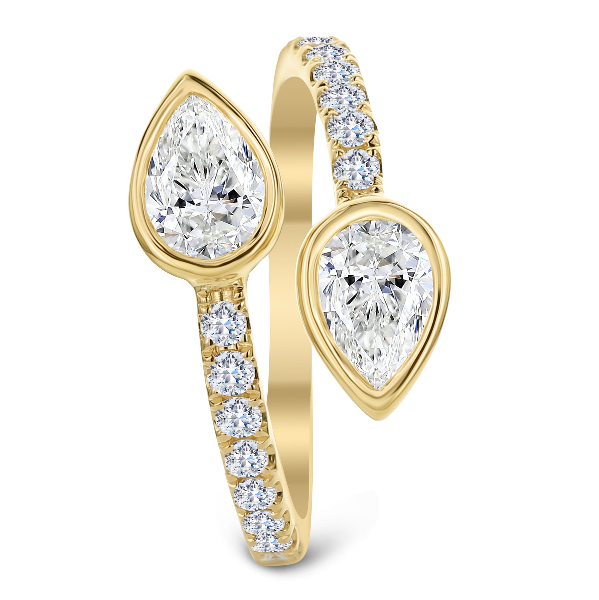 2-Stone Pear Shape Diamond Ring - Yellow