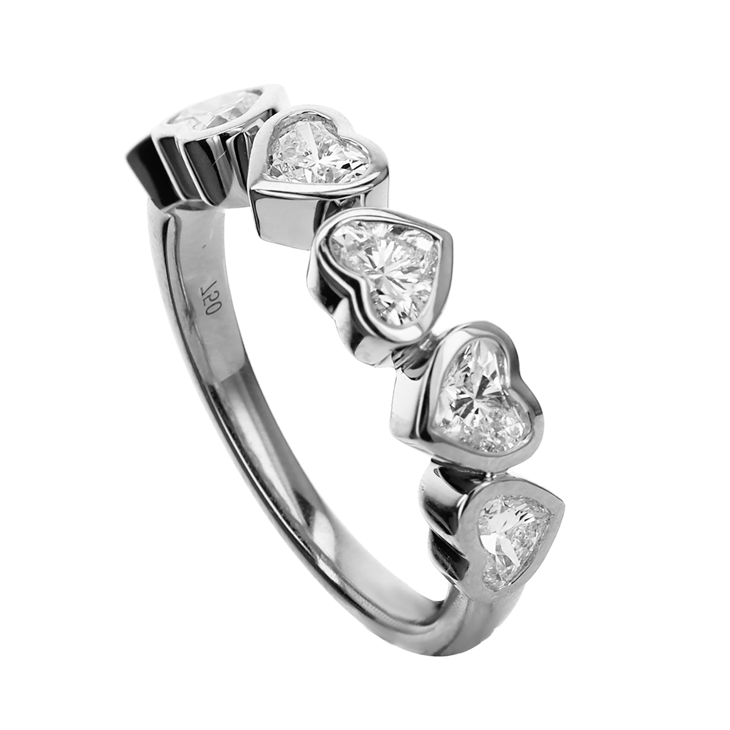 5 Stone Heart Shape Diamond Ring - White