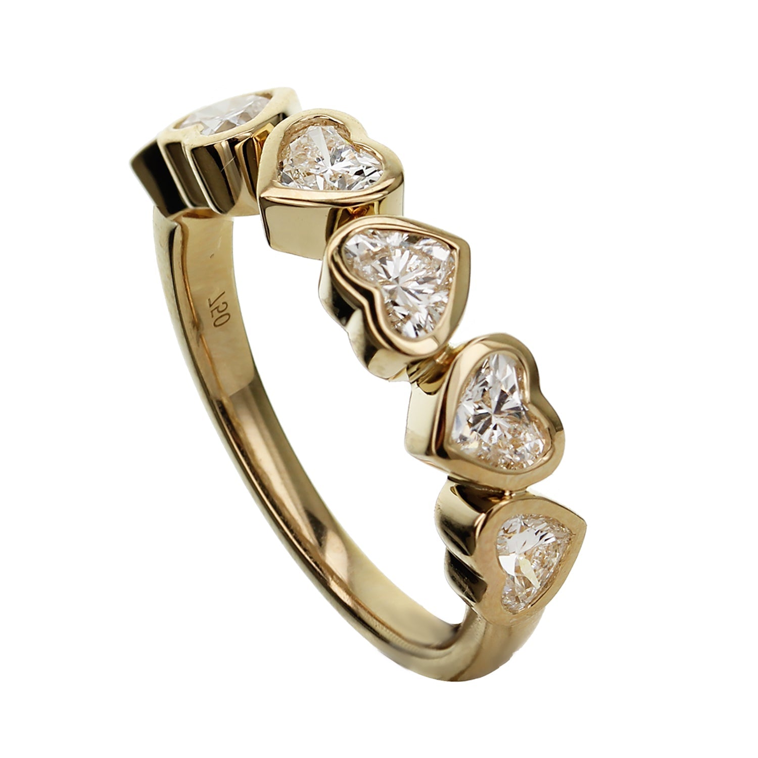 5 Stone Heart Shape Diamond Ring - Yellow