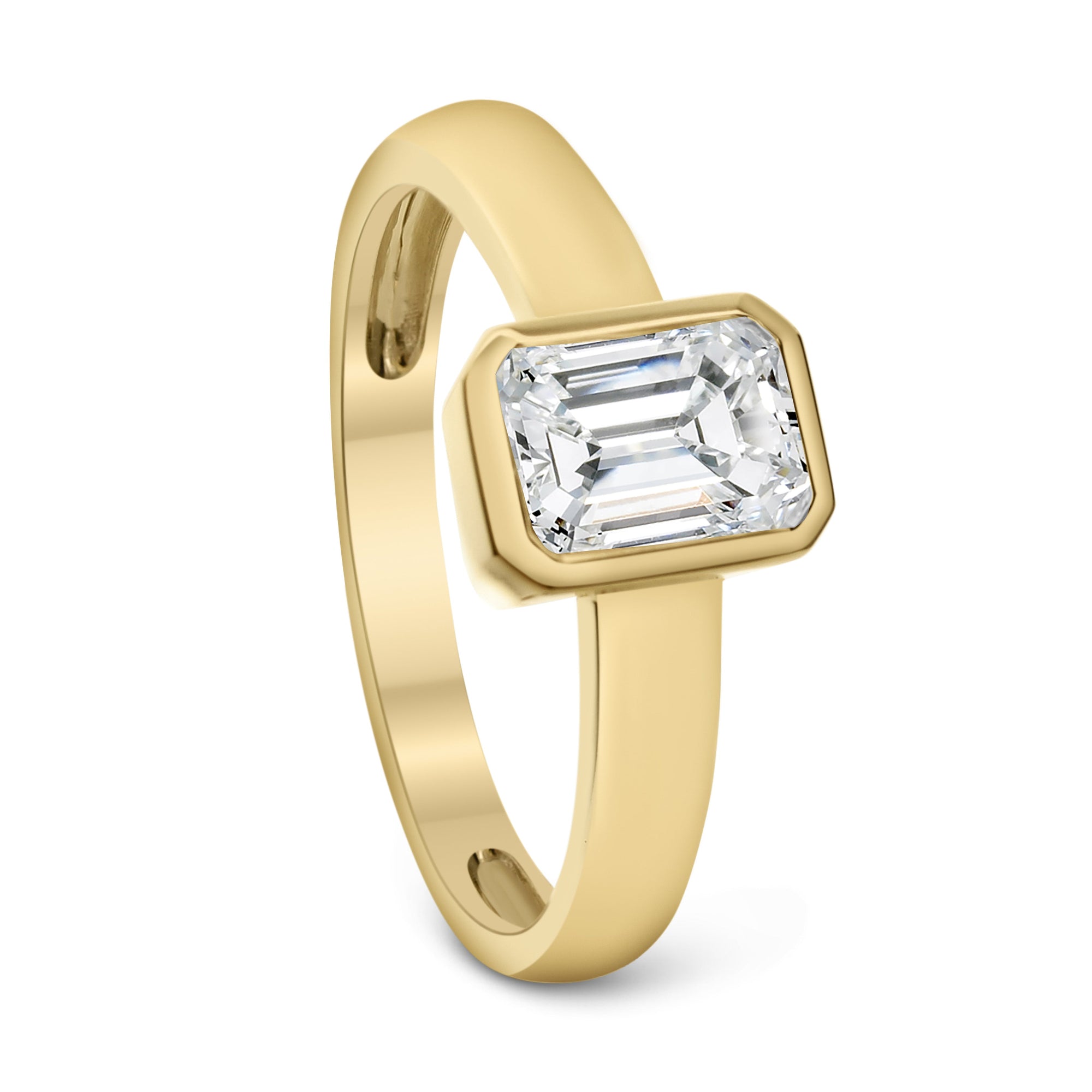 Emerald Cut Solitaire Diamond Ring - Yellow