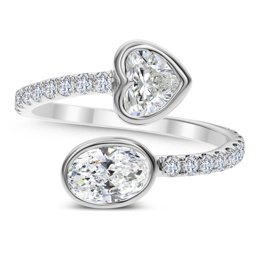 3-Stone Round Oval & Heart Shape Diamond Ring - White