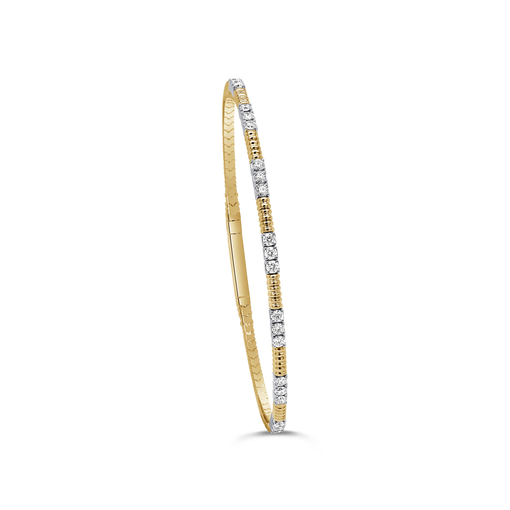 14K Yellow Gold Diamond Flexible Bangle -Yellow
