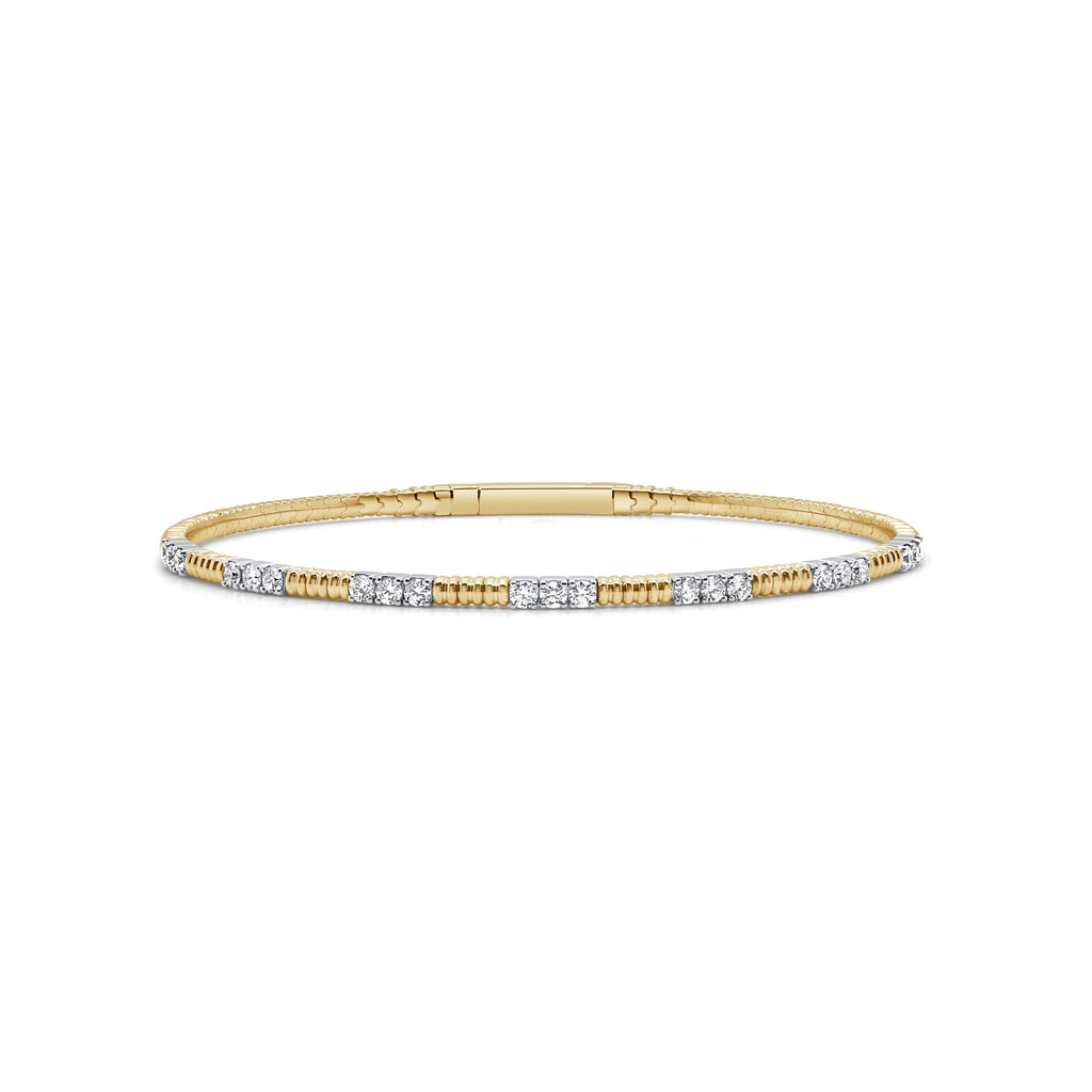 14K Yellow Gold Diamond Flexible Bangle
