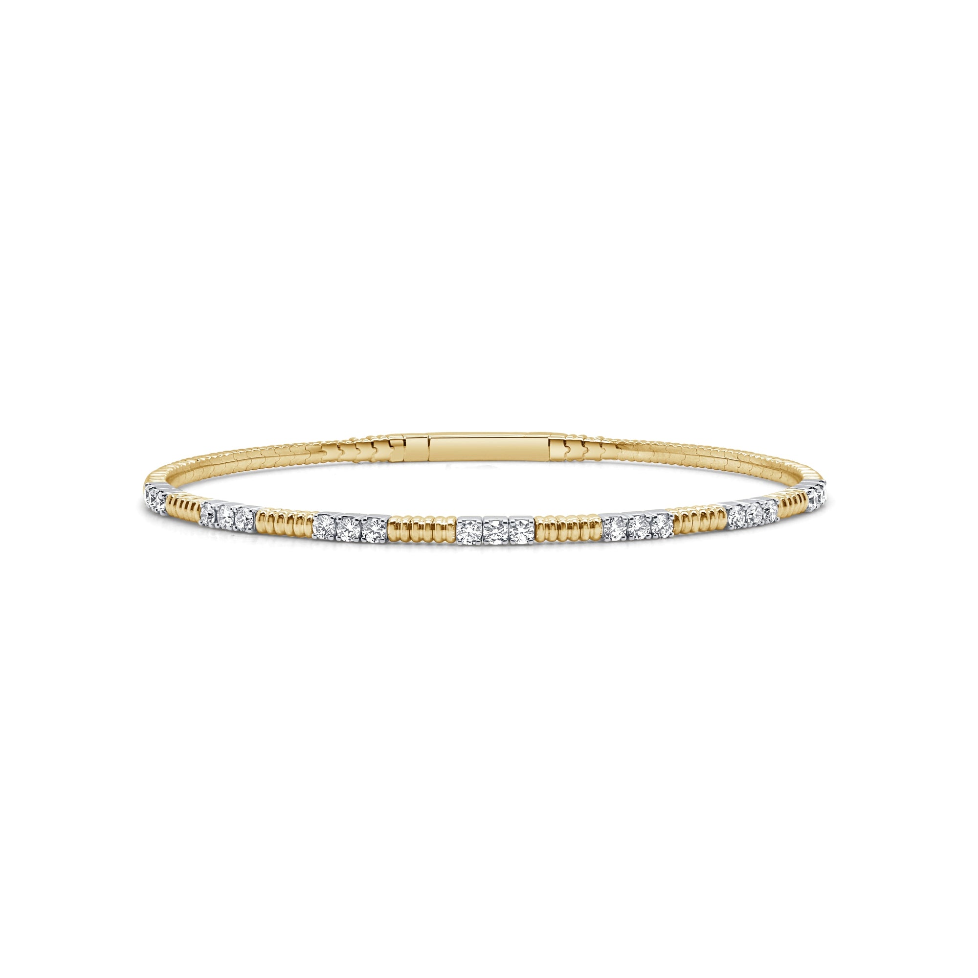 14K Yellow Gold Diamond Flexible Bangle