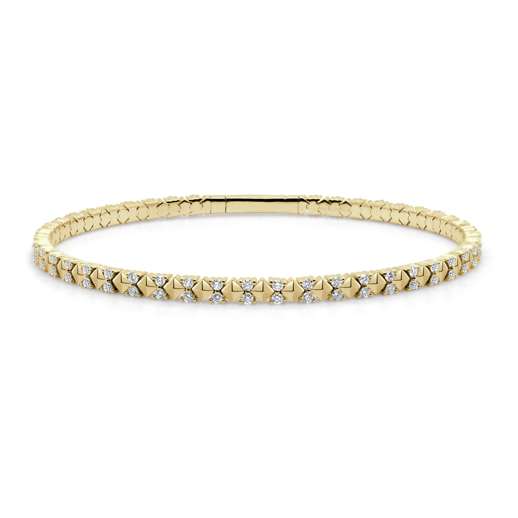 14K Gold Diamond Flexible Bangle