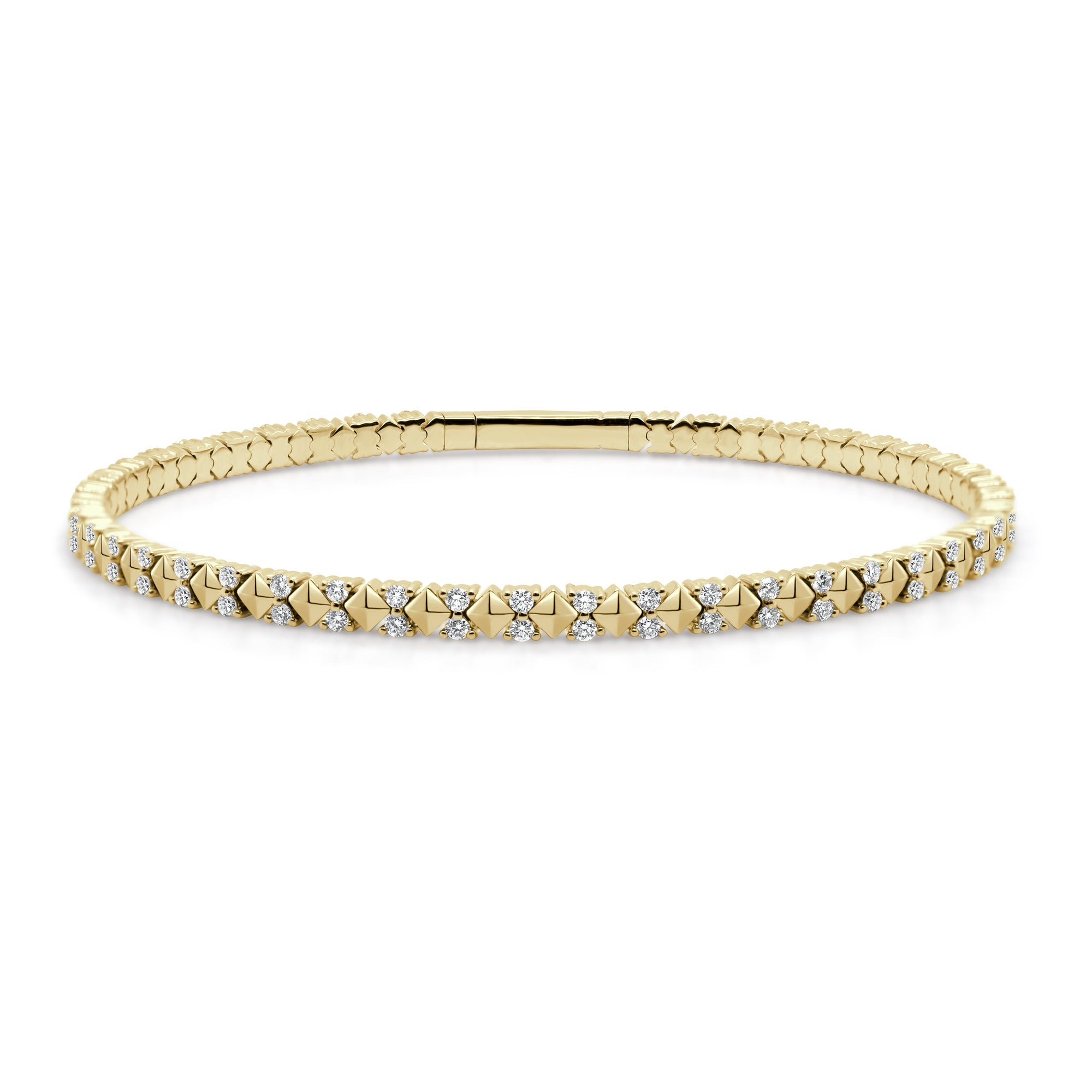 14K Gold Diamond Flexible Bangle