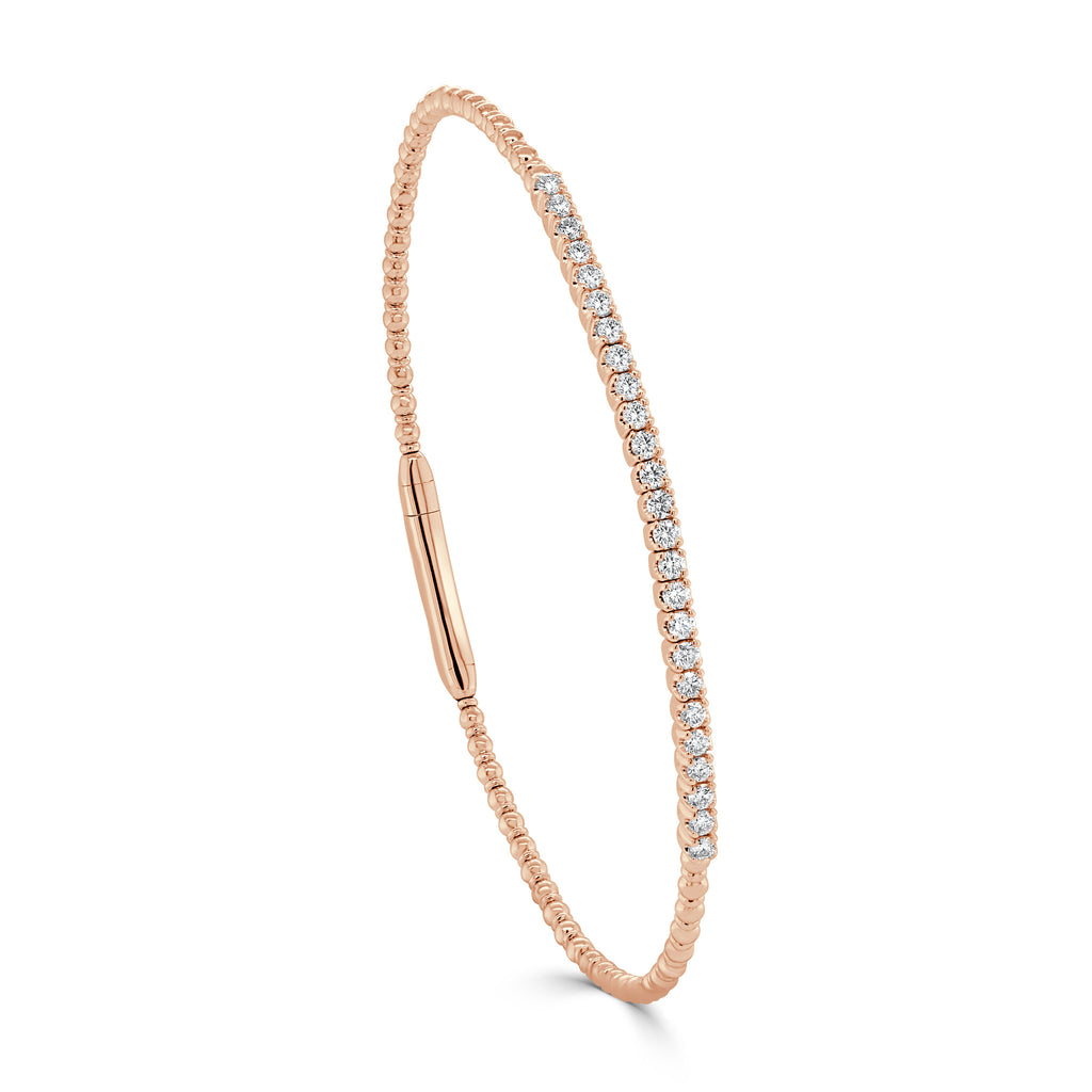 14K Gold Diamond Flexible Bangle -Rose