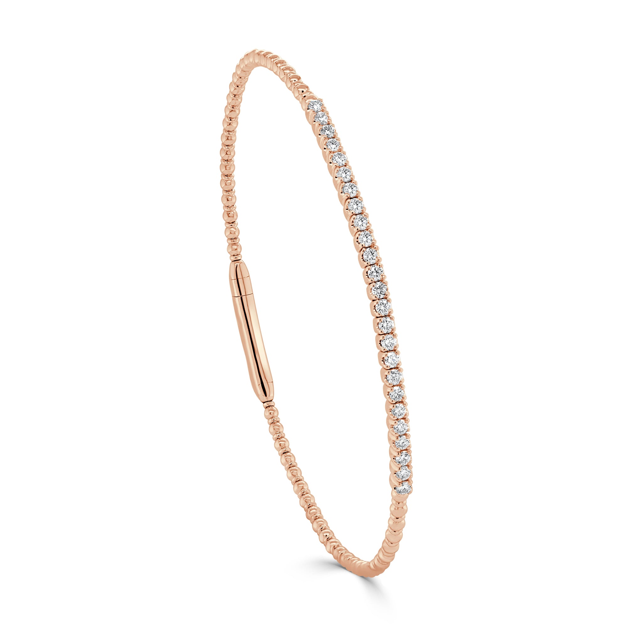 14K Gold Diamond Flexible Bangle -Rose