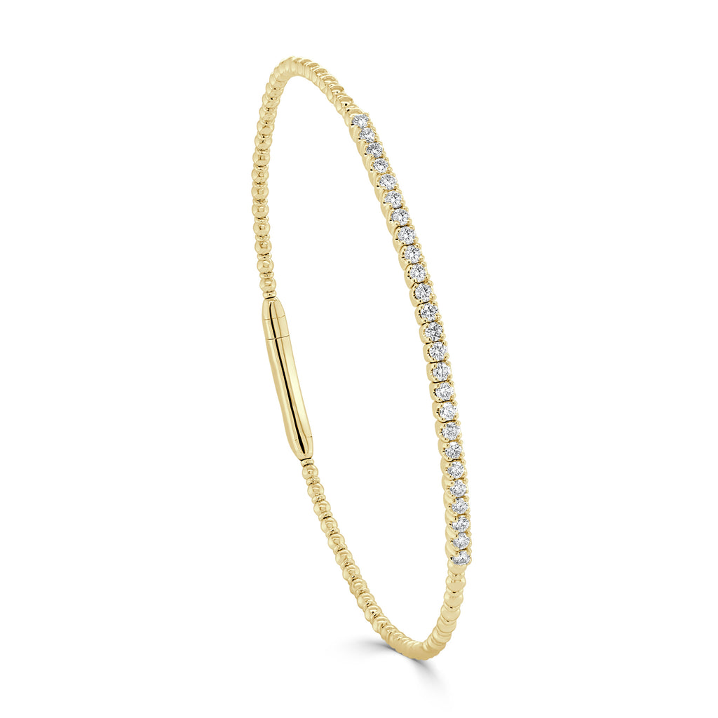 14K Gold Diamond Flexible Bangle -Yellow
