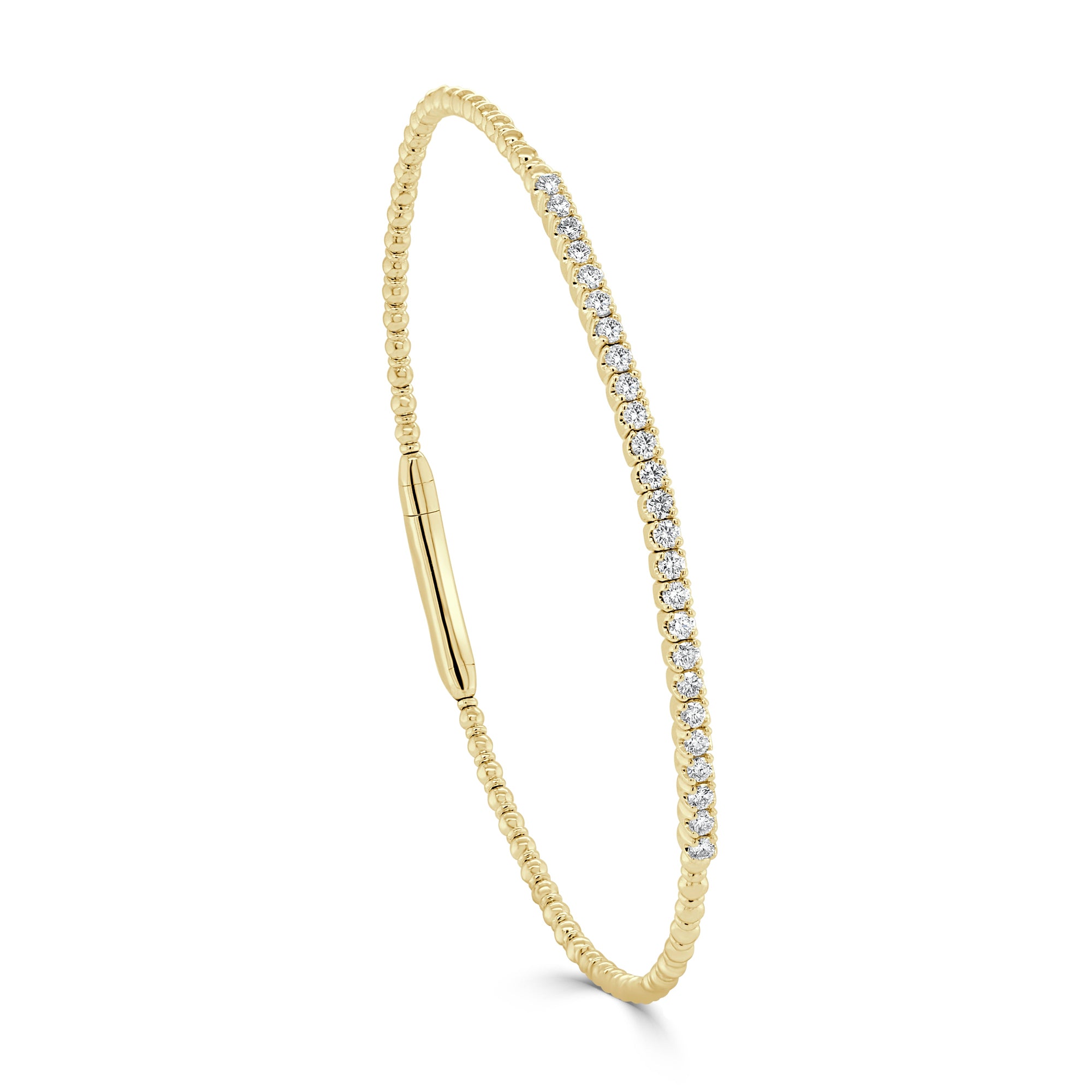 14K Gold Diamond Flexible Bangle -Yellow
