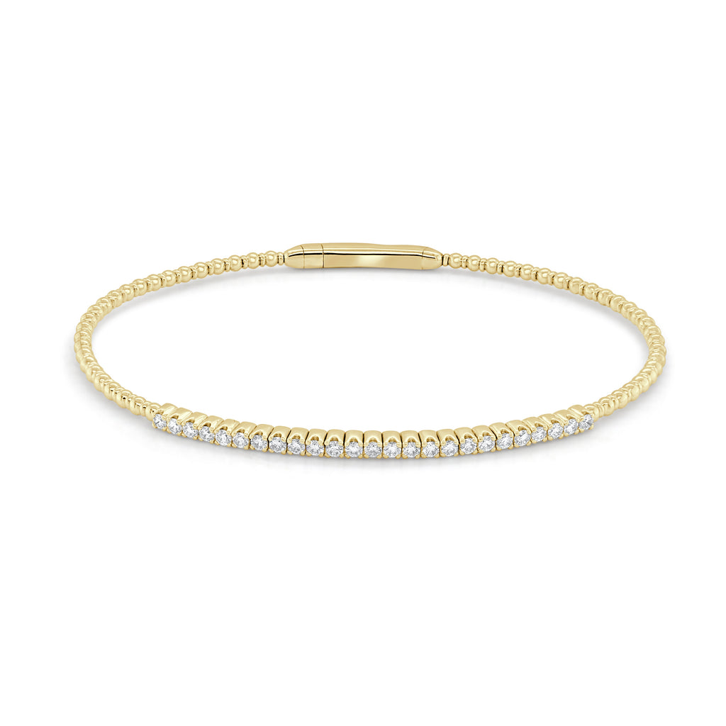14K Gold Diamond Flexible Bangle