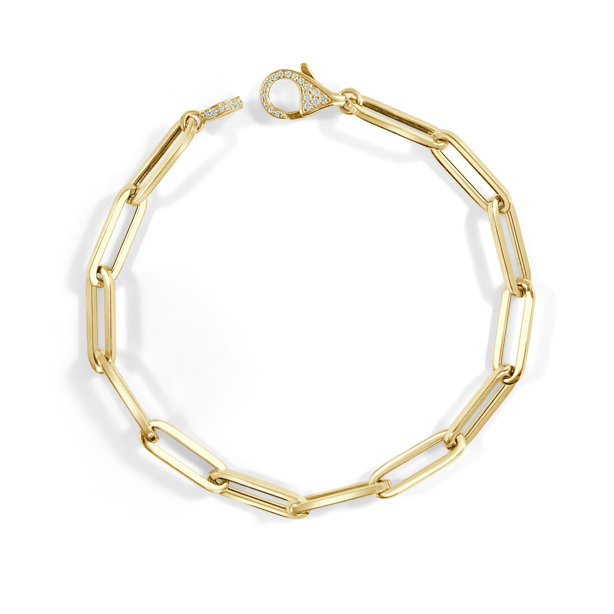 14K Gold Diamond Paperclip Bracelet - Yellow
