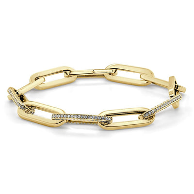 14K Gold & Diamond Paperclip Bracelet - Yellow