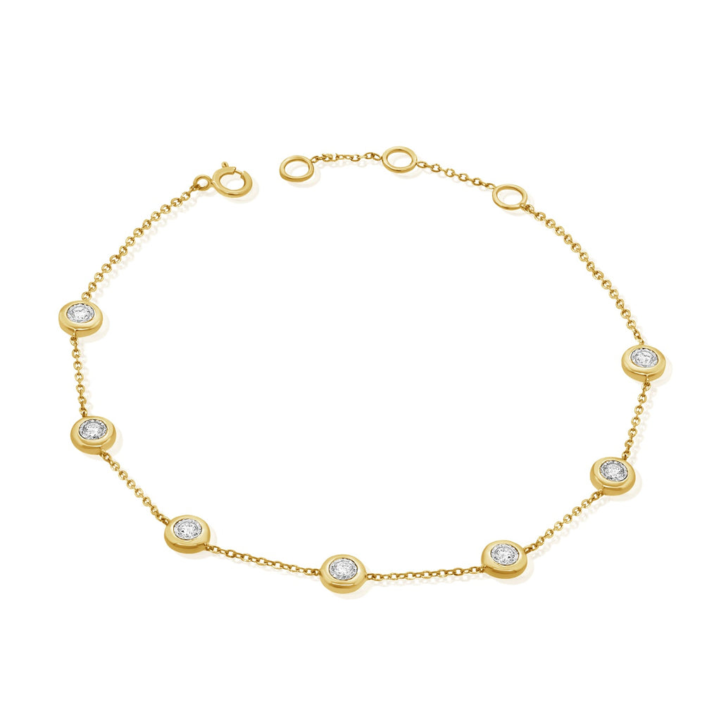 14K Gold & Diamond Bezel Set Station Bracelet - Yello