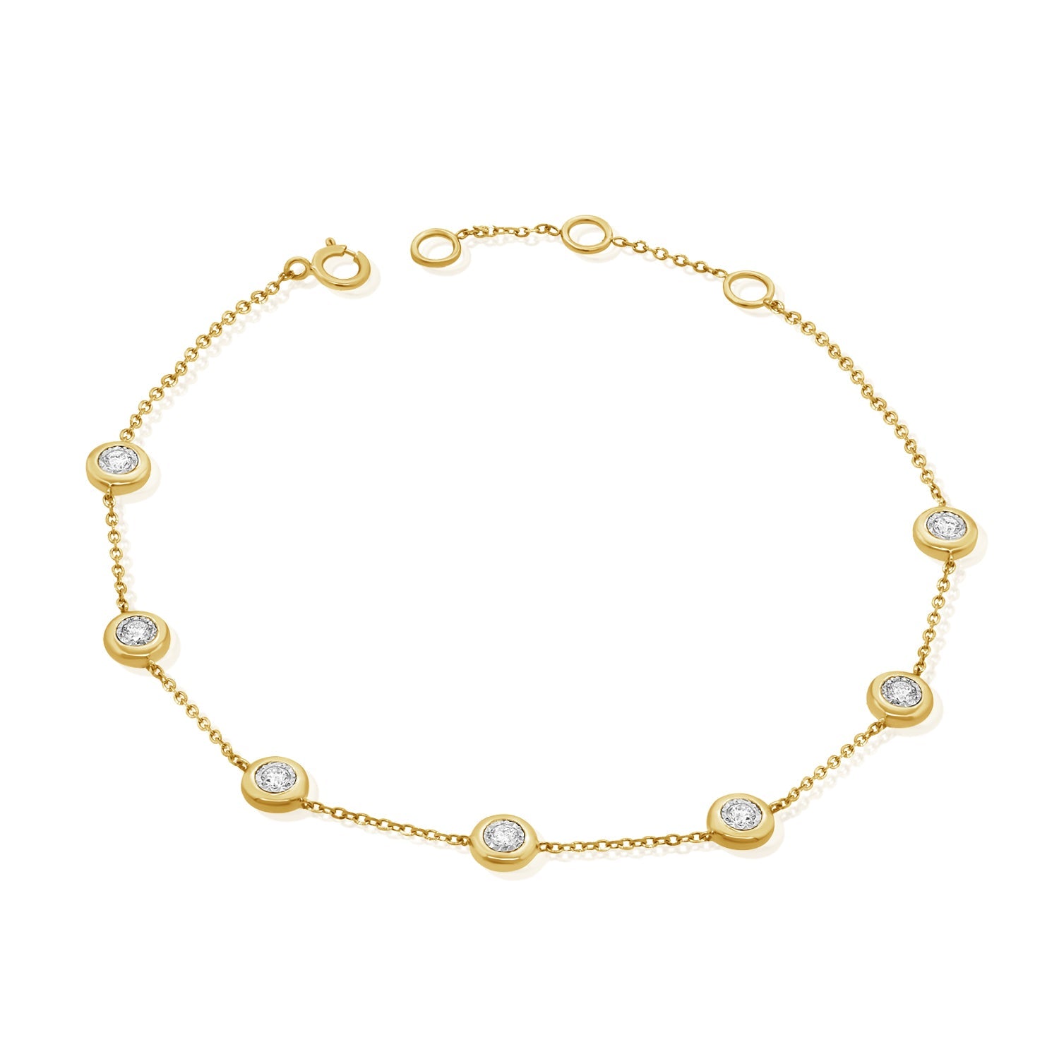 14K Gold & Diamond Bezel Set Station Bracelet - Yello