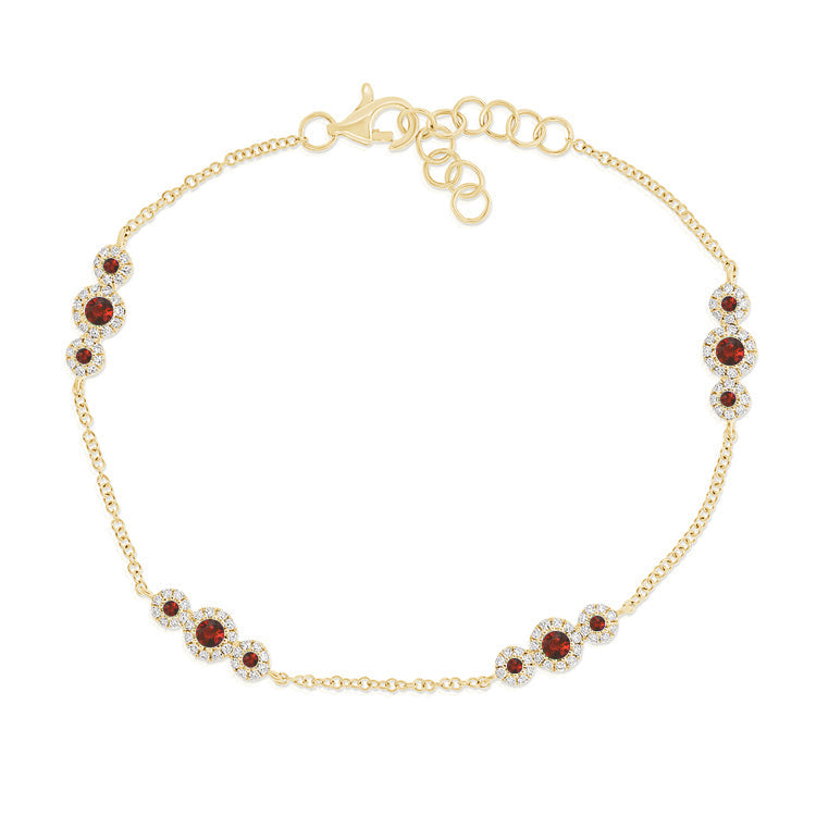 14K Gold Ruby & Diamond Chain Station Bracelet - Yellow