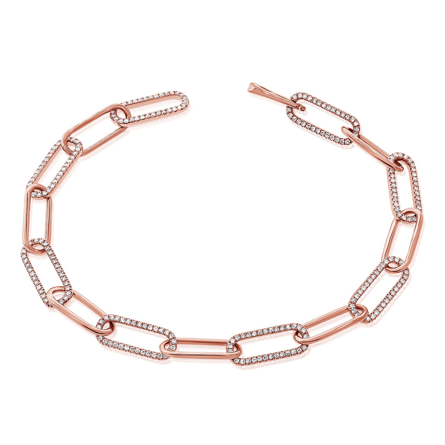Diamond Paperclip Link Bracelet, 14K