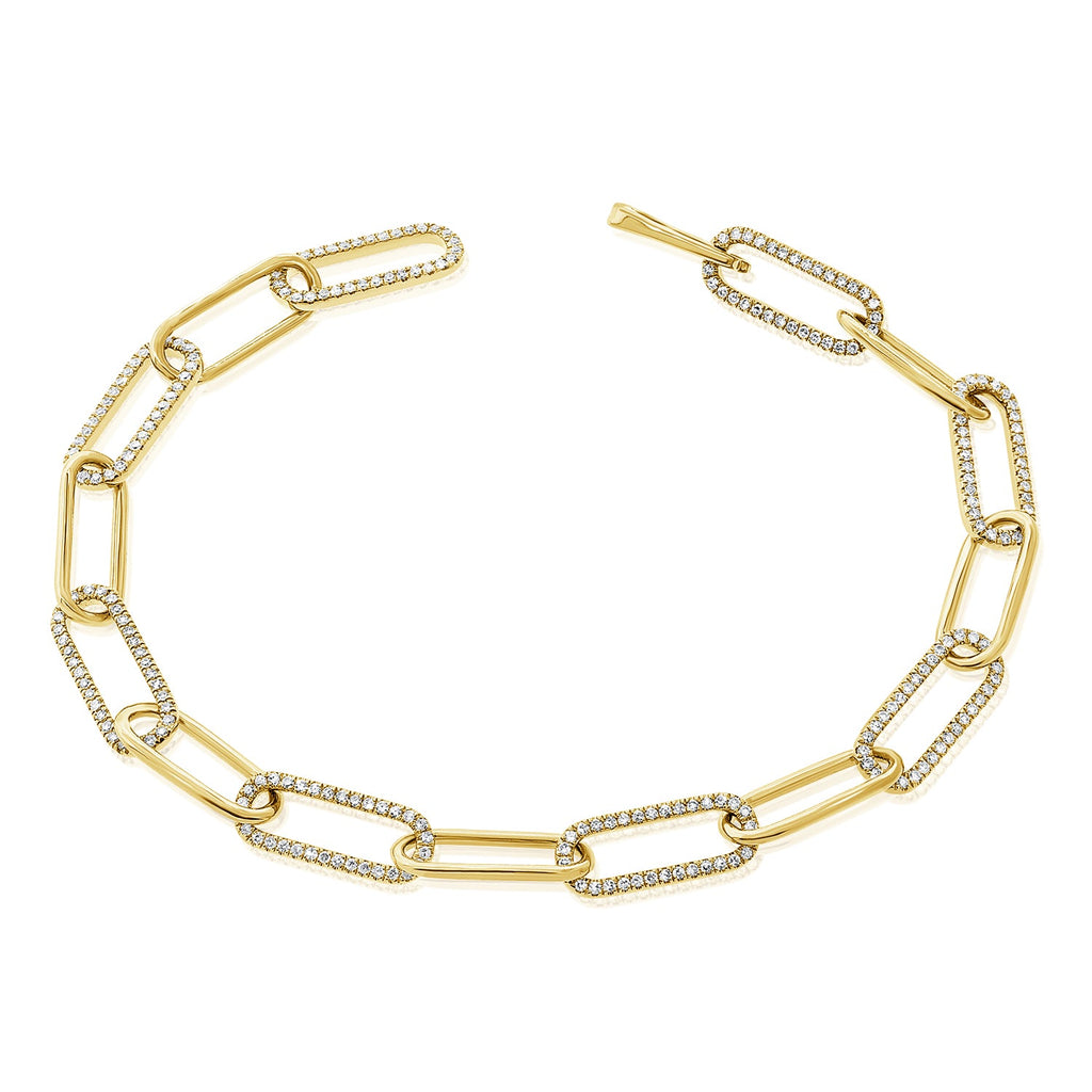 Diamond Paperclip Link Bracelet, 14K