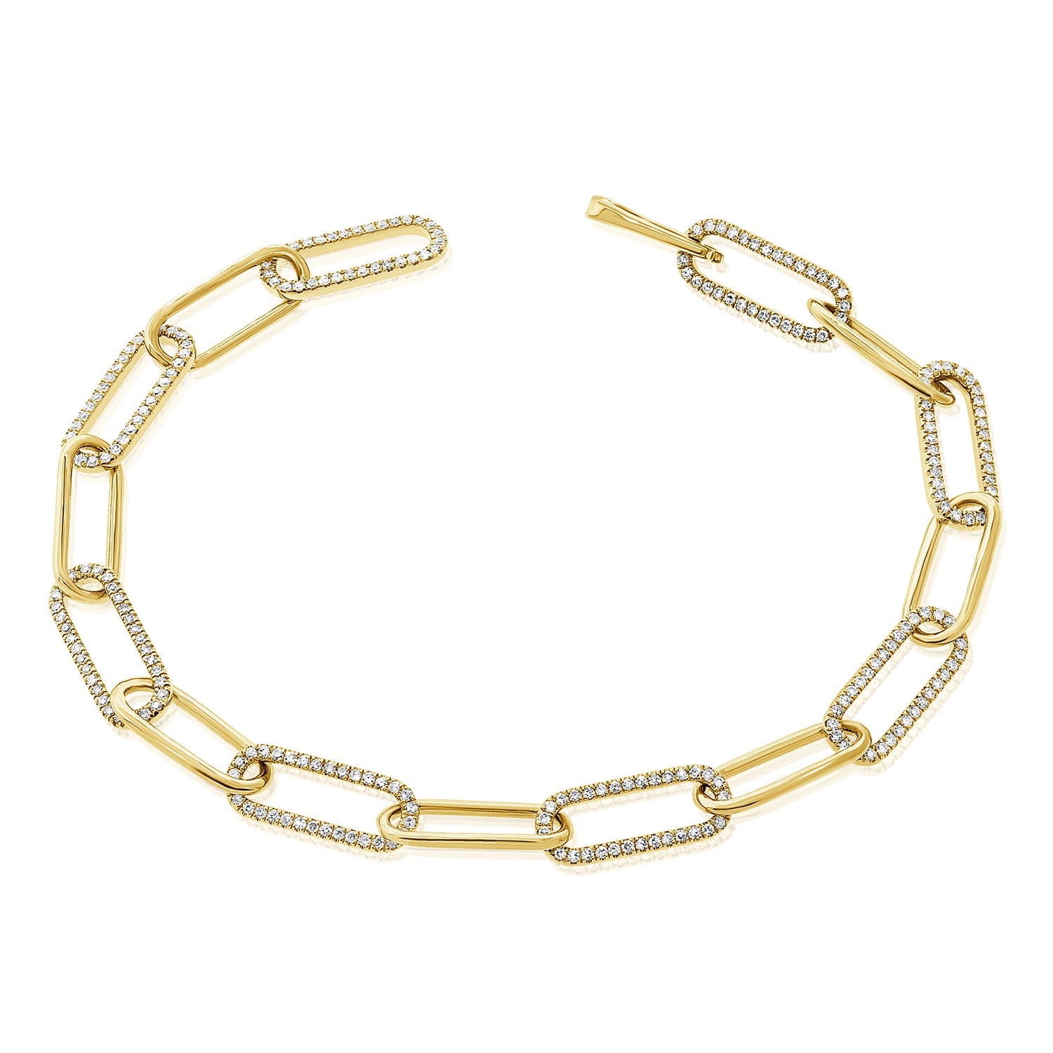 Diamond Paperclip Link Bracelet, 14K