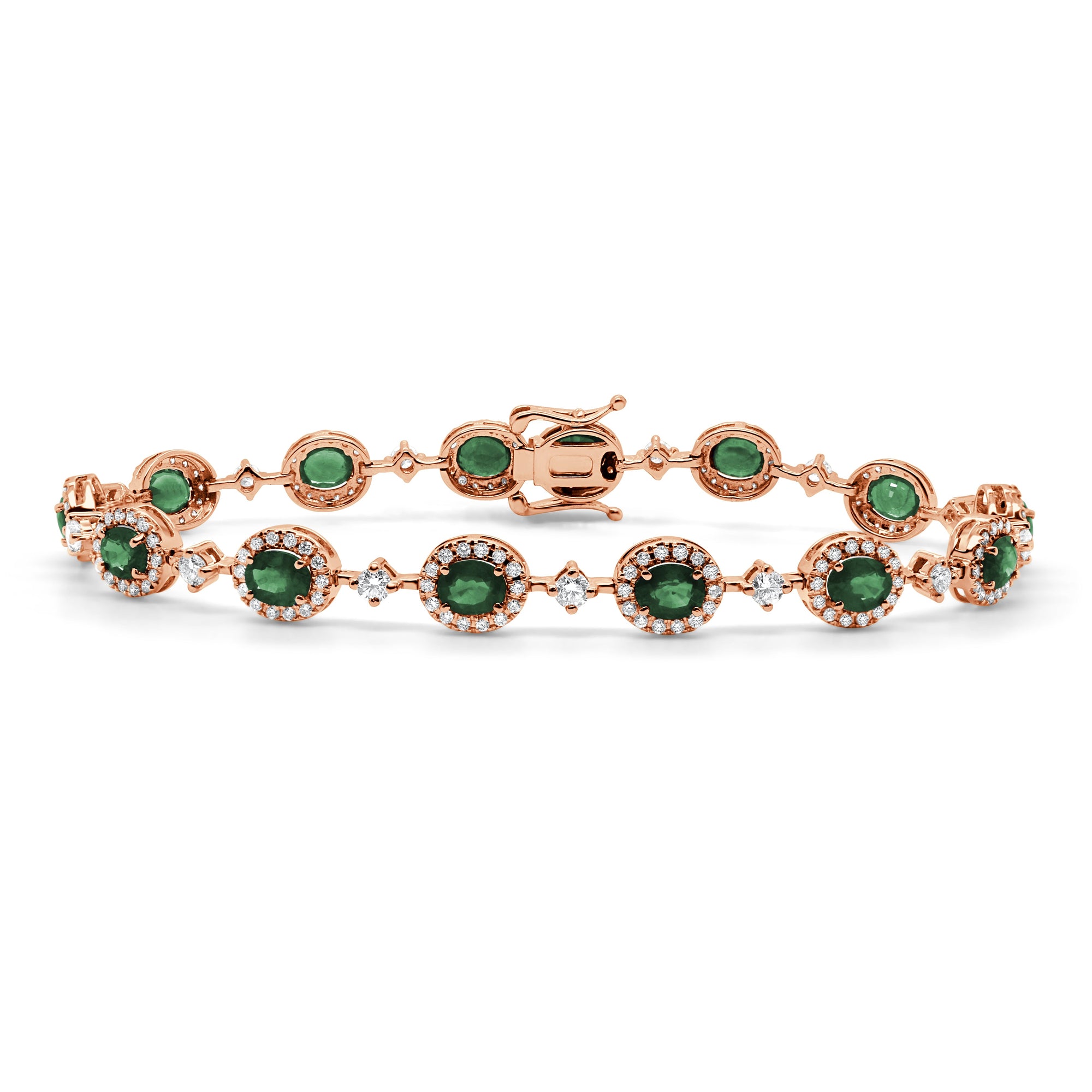 14K Gold Diamond & Emerald Bracelet-Rose