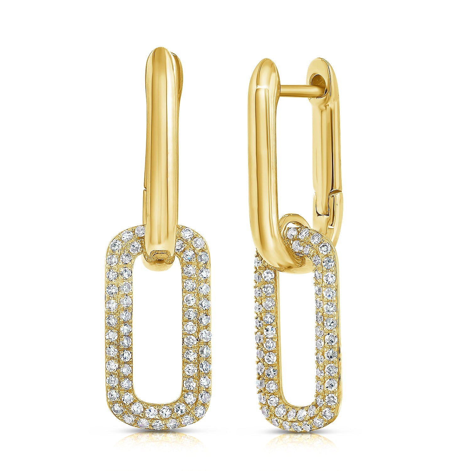 Diamond Paperclip Link Drop Earrings, 14K