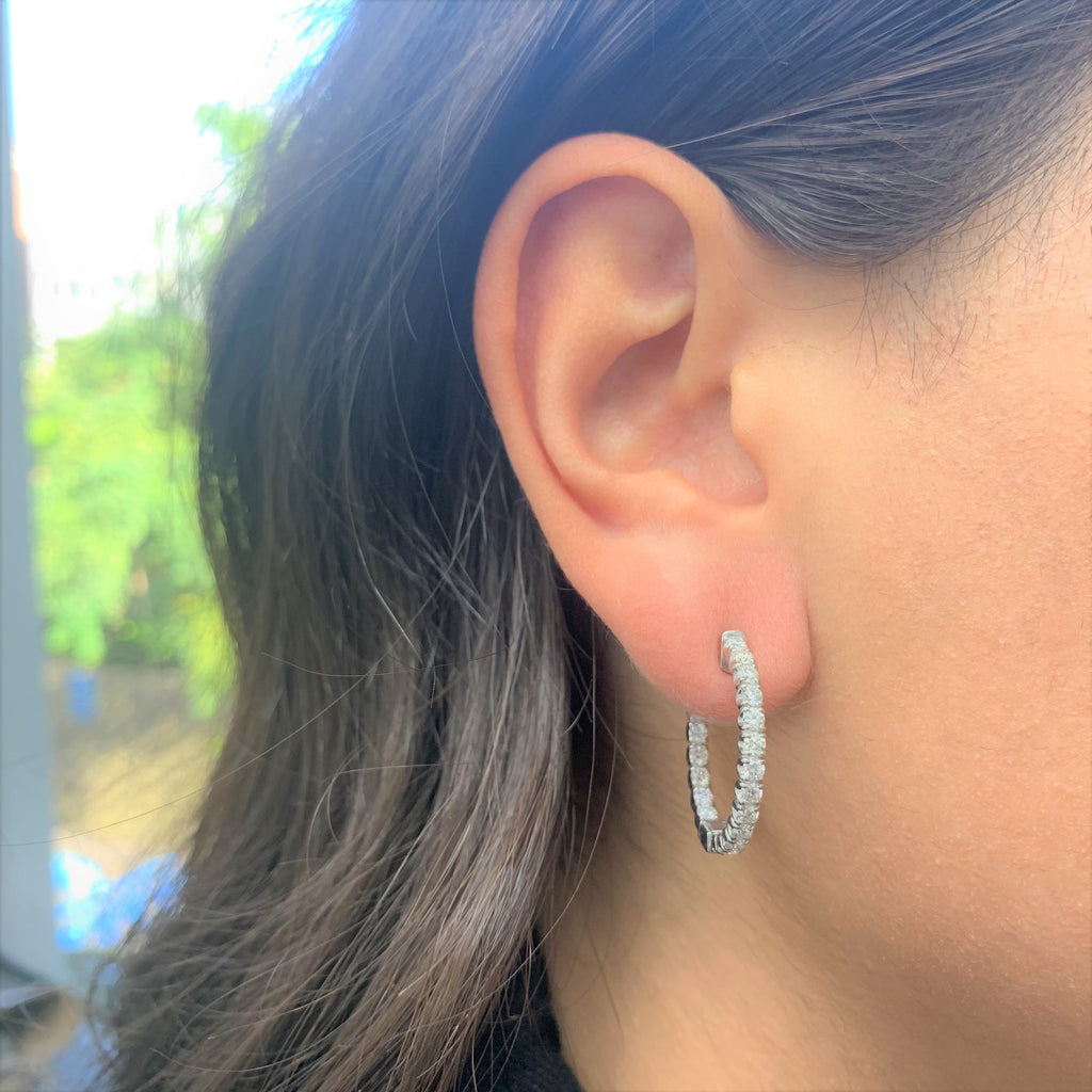 14K Gold Diamond Inside-Out Hoop Earrings