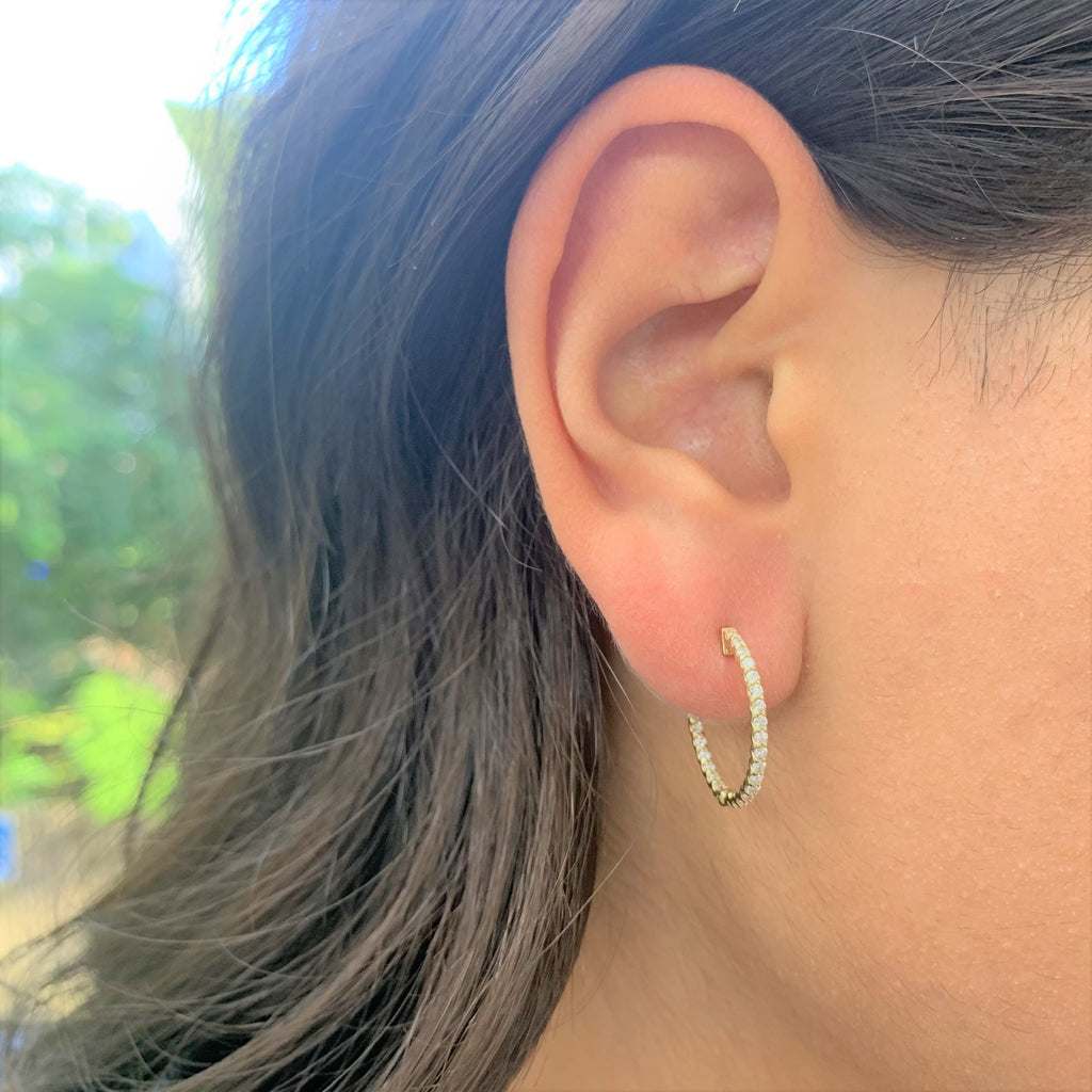 Diamond Hoop Earrings, 14K
