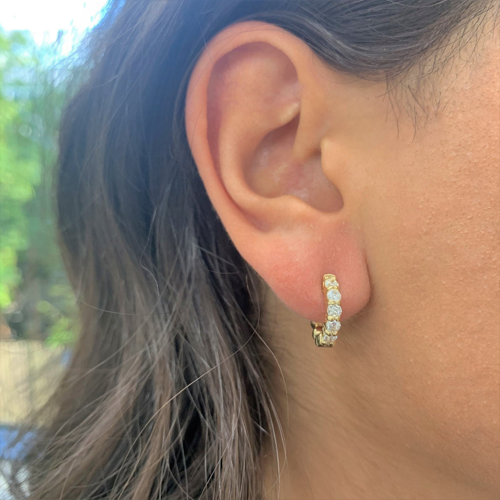 Diamond Small Hoop Earrings, 14K
