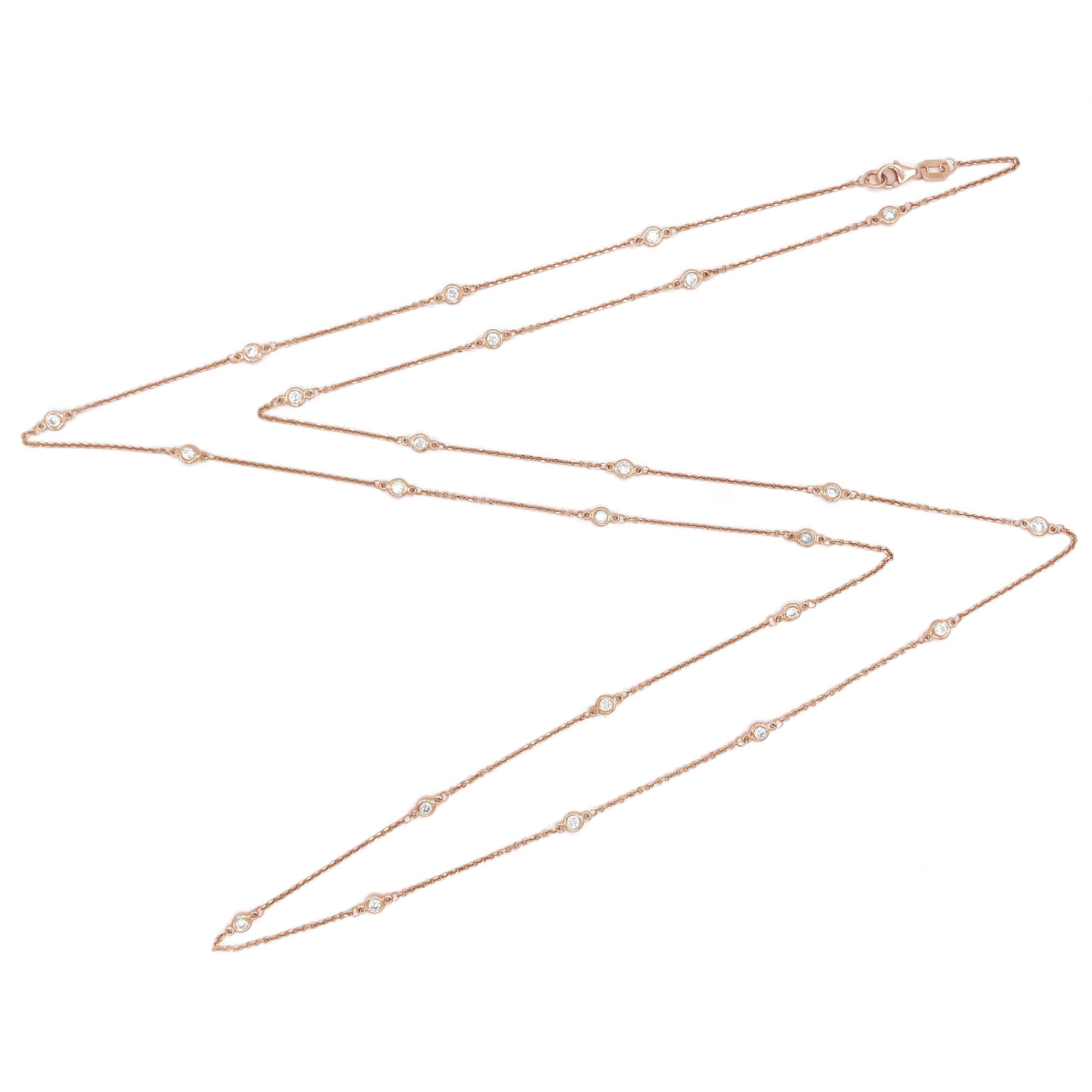 14K Gold Diamond By the Yard Necklace - Rose
