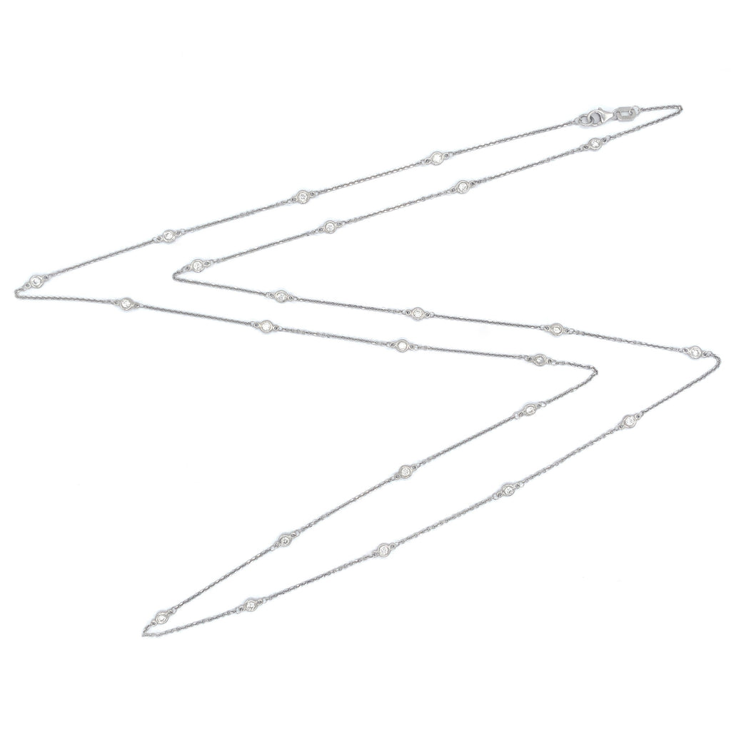 14K Gold Diamond By the Yard Necklace - White