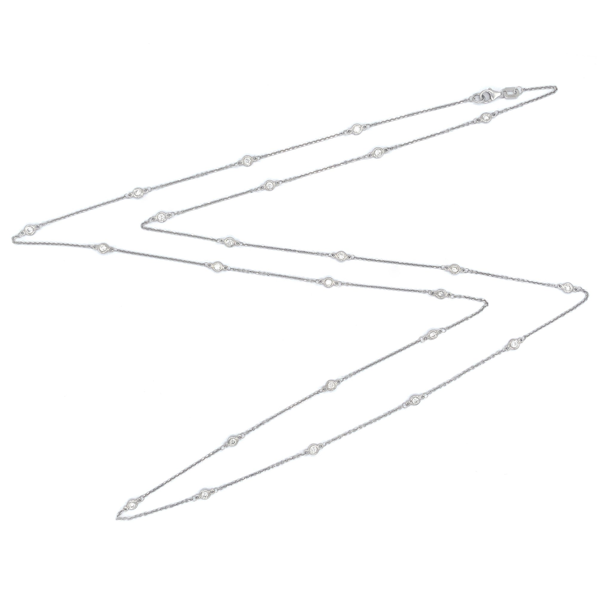 14K Gold Diamond By the Yard Necklace - White