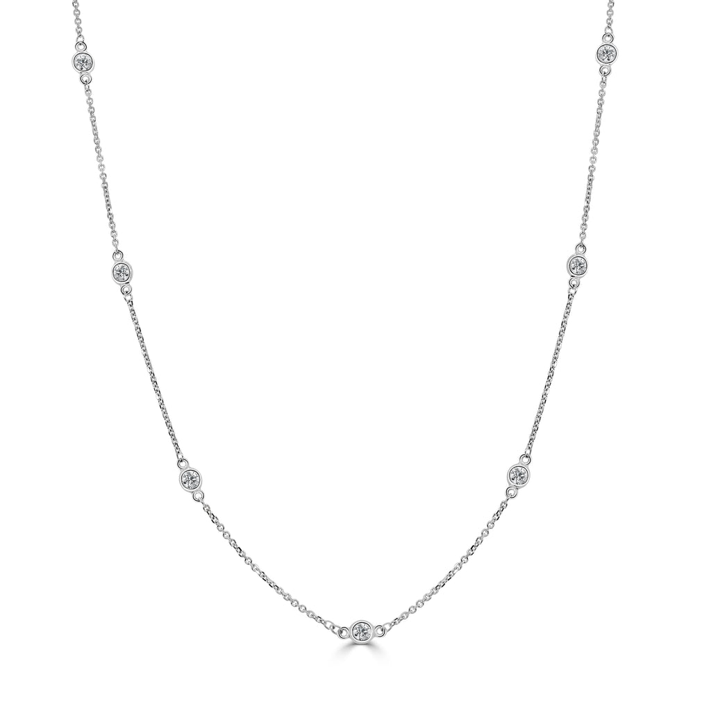 14K Gold Diamond By the Yard Necklace – 0.97 CT White