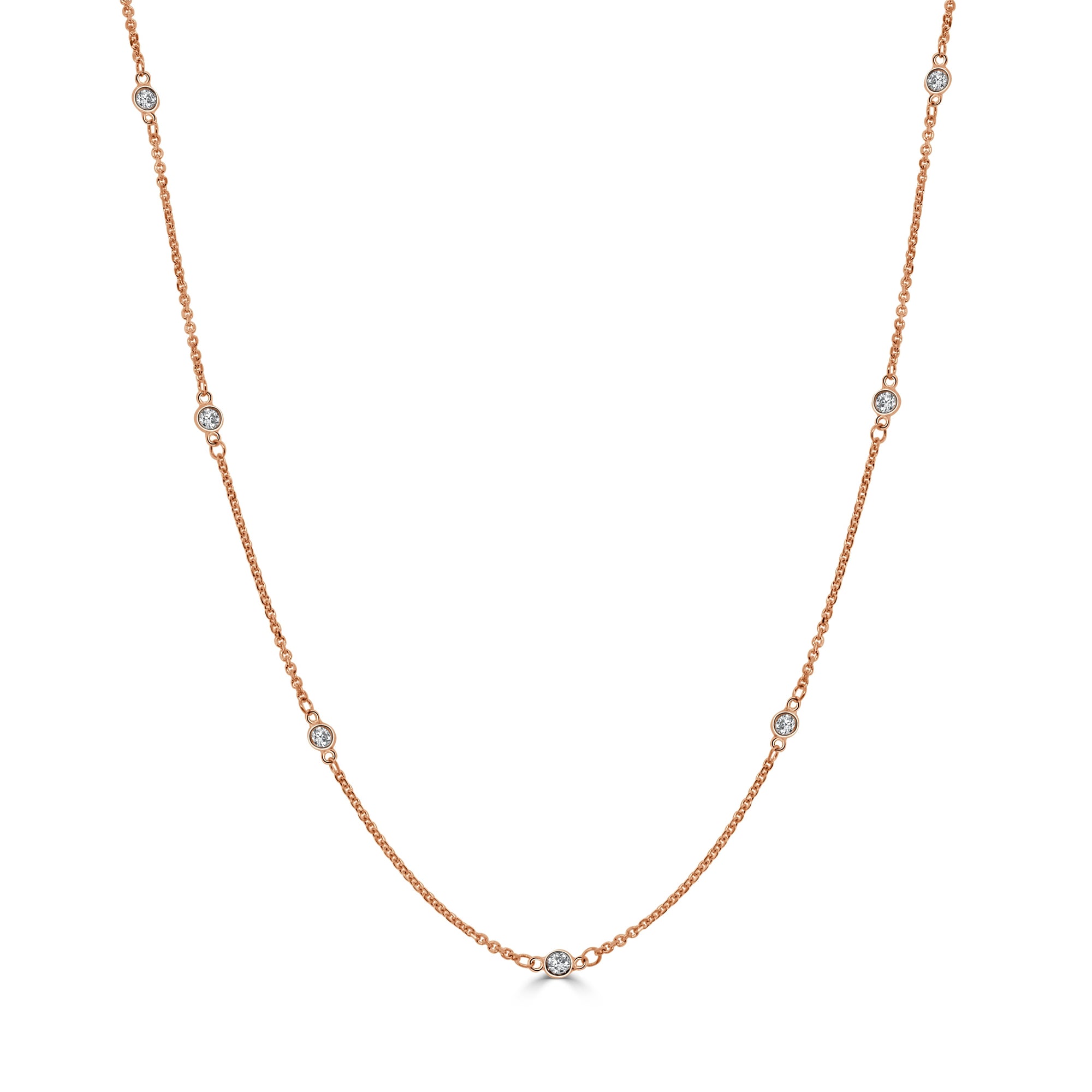 14K Gold Diamond Station Necklace – Rose