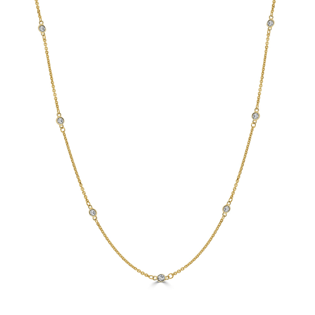 14K Gold Diamond Station Necklace – Yellow