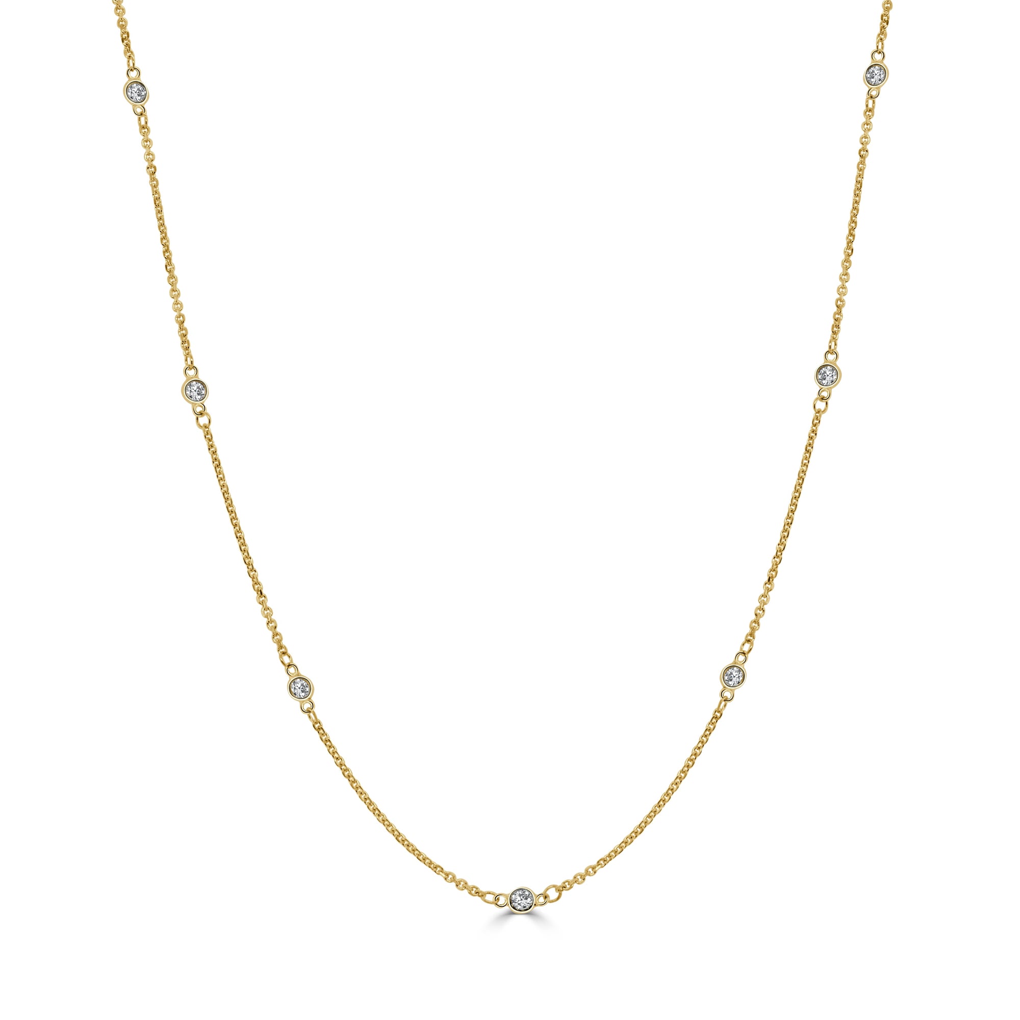14K Gold Diamond Station Necklace – Yellow