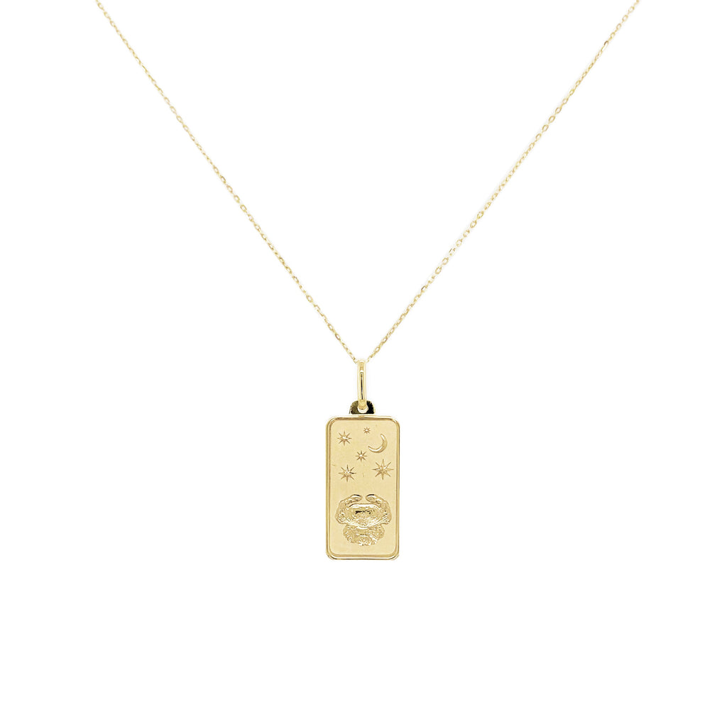 14K Gold Zodiac Dog Tag Necklace