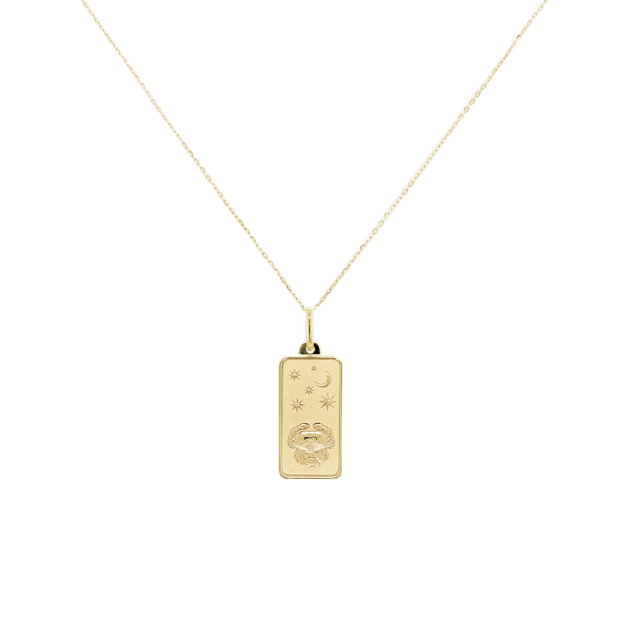 14K Gold Zodiac Dog Tag Necklace