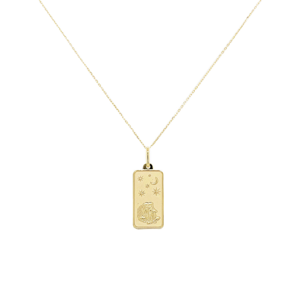 14K Gold Zodiac Dog Tag Necklace