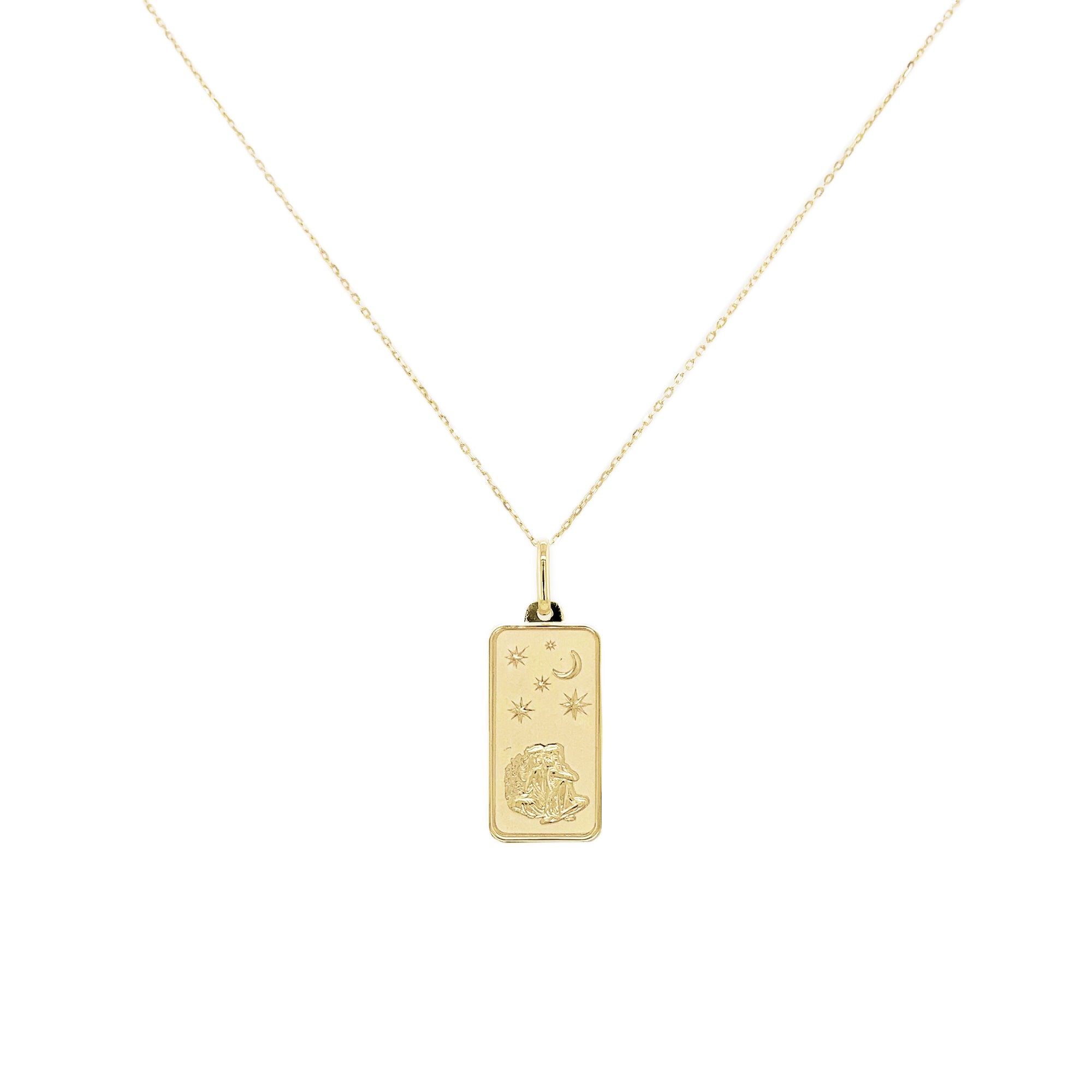 14K Gold Zodiac Dog Tag Necklace