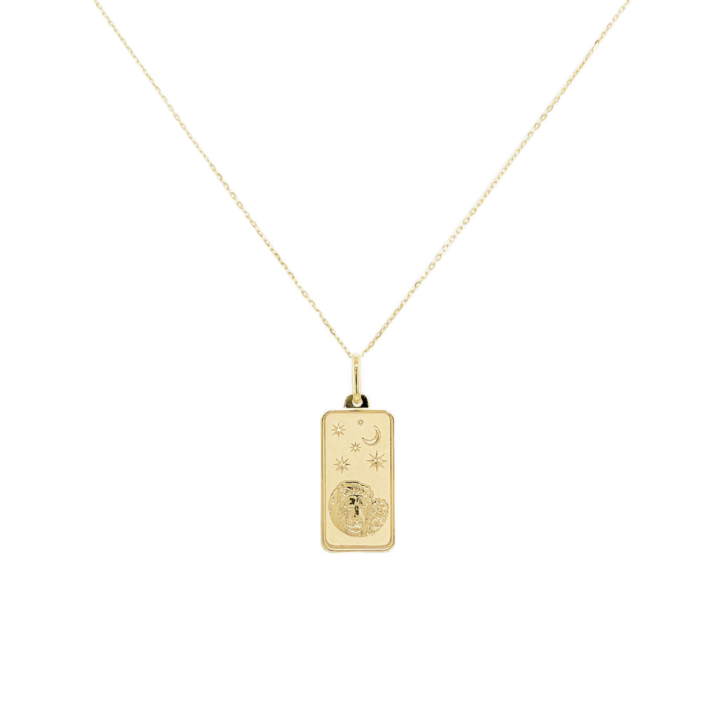 14K Gold Zodiac Dog Tag Necklace
