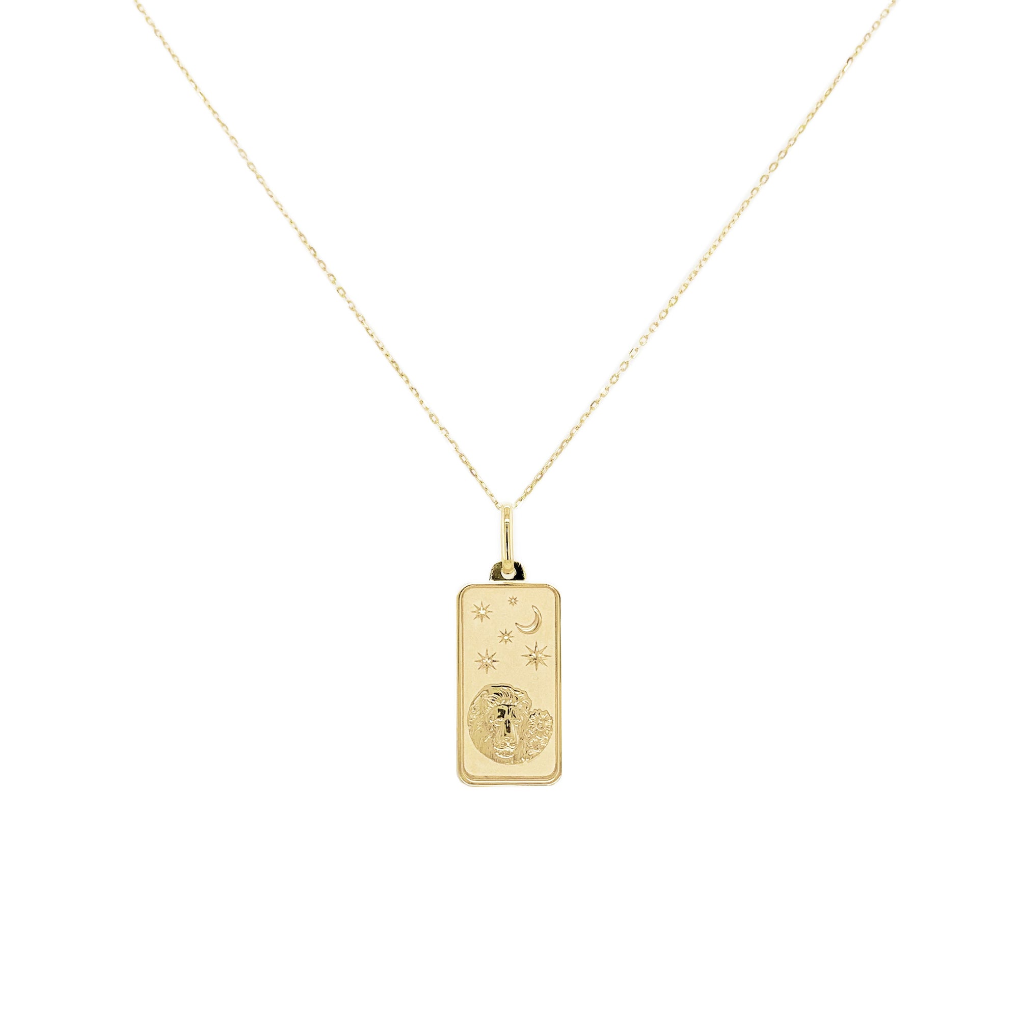 14K Gold Zodiac Dog Tag Necklace